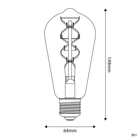 Ampoule LED Dorée Ligne 5V Filament à spirale Edison ST64 1,3W 80Lm E27 2500K Dimmable - B01