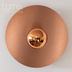Applique HELIOS murale ou en plafonnier disque composite aluminium 3mm effet cuivre brossé 30 cm ou 22 cm