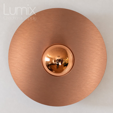 Applique HELIOS murale ou en plafonnier disque composite aluminium 3mm effet cuivre brossé 30 cm ou 22 cm